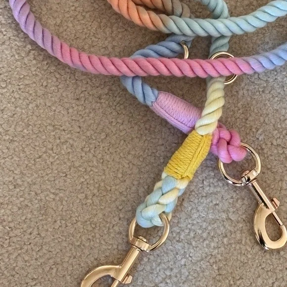 NEW Multicolor Rope Dog Leash with Gold Clips - Picture 8 of 9